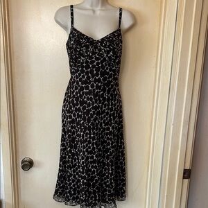 Ann Taylor Brown and Tan Silk Midi Dress size 8